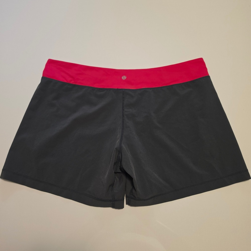 Lululemon Athletica Colorblock Athletic Shorts Charcoal Gray Pink Size 12 - Picture 6 of 7